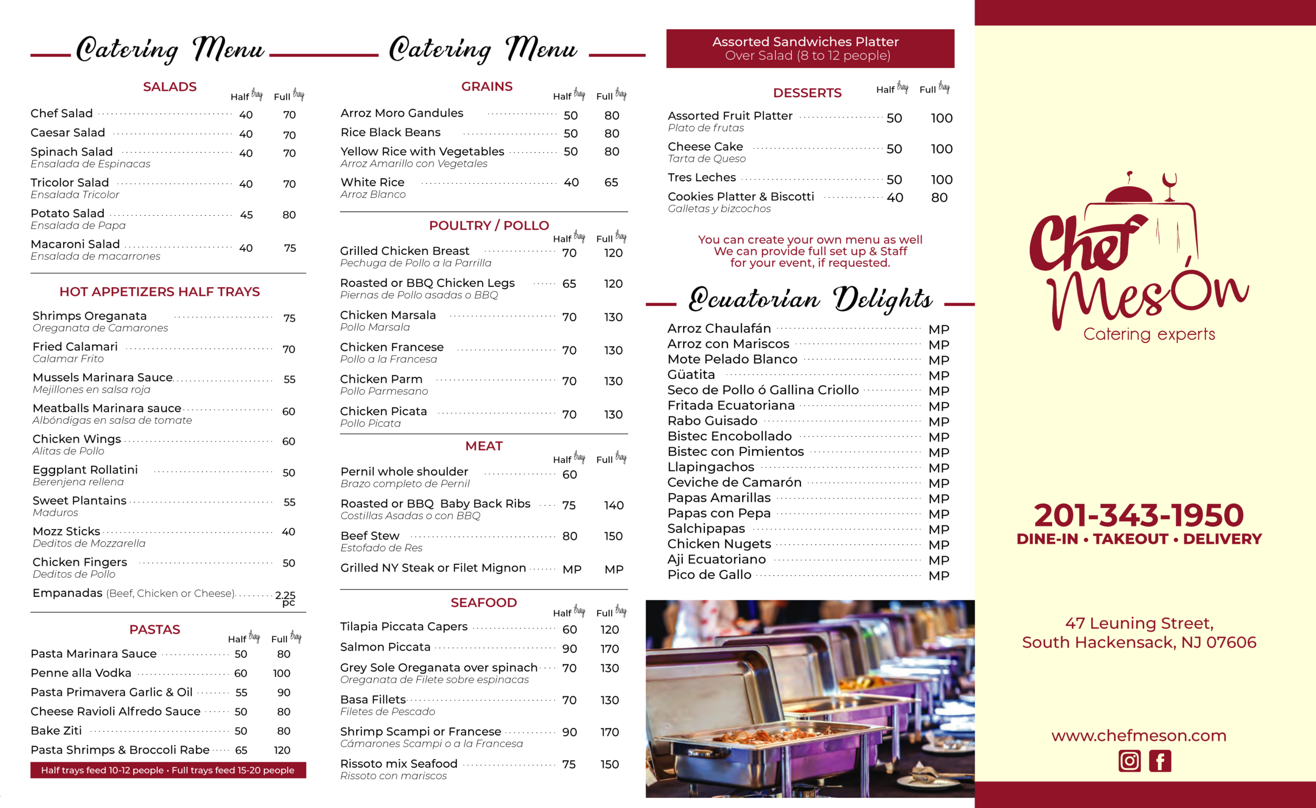Menu catering